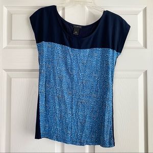 Navy mixed top with pattern
